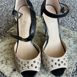 Rock & Republic Black and Cream Studded Heels